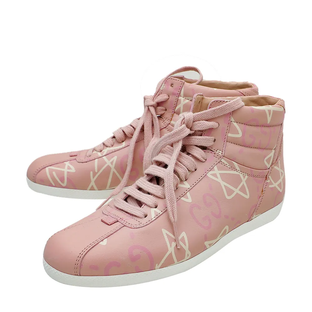 Gucci Pink GG Ghost Graffiti High Top Sneakers 36