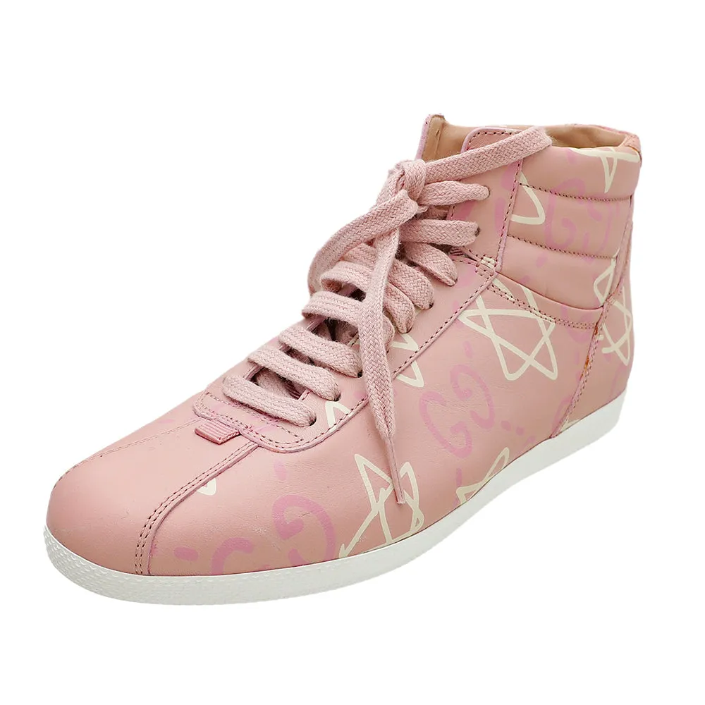Gucci Pink GG Ghost Graffiti High Top Sneakers 36