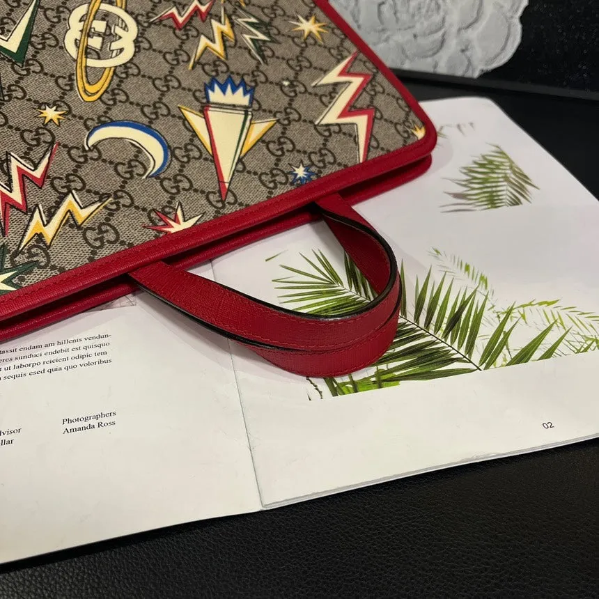 Gucci Space Graffiti Letter Logo Tote Bag Red
