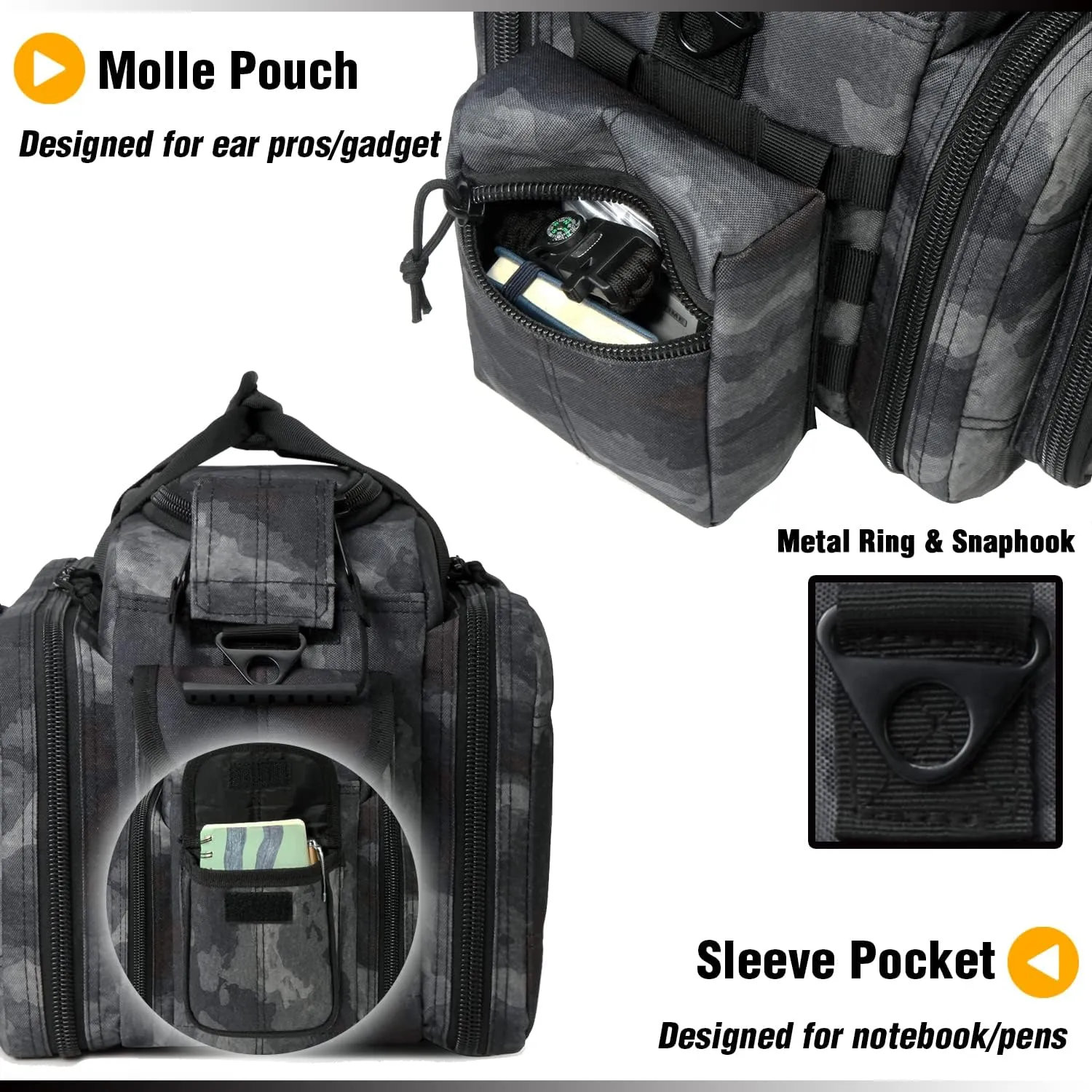 Gun Case Bag Deluxe Medium Size | Tactical 2~4 Pistol Bag Firearm Shooting Case with Lockable Zipper for Shooting Range Outdoor Hunting | US Flag Patch   MOLLE Pouch   Universal Holster Included