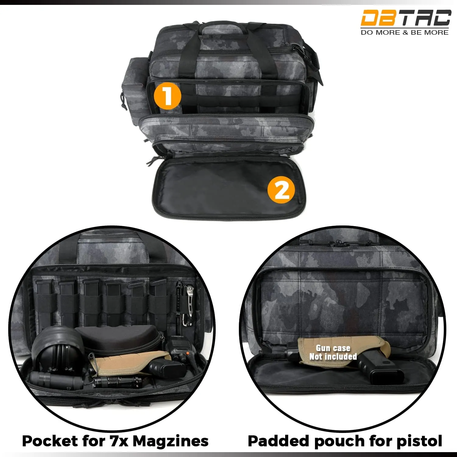 Gun Case Bag Deluxe Medium Size | Tactical 2~4 Pistol Bag Firearm Shooting Case with Lockable Zipper for Shooting Range Outdoor Hunting | US Flag Patch   MOLLE Pouch   Universal Holster Included