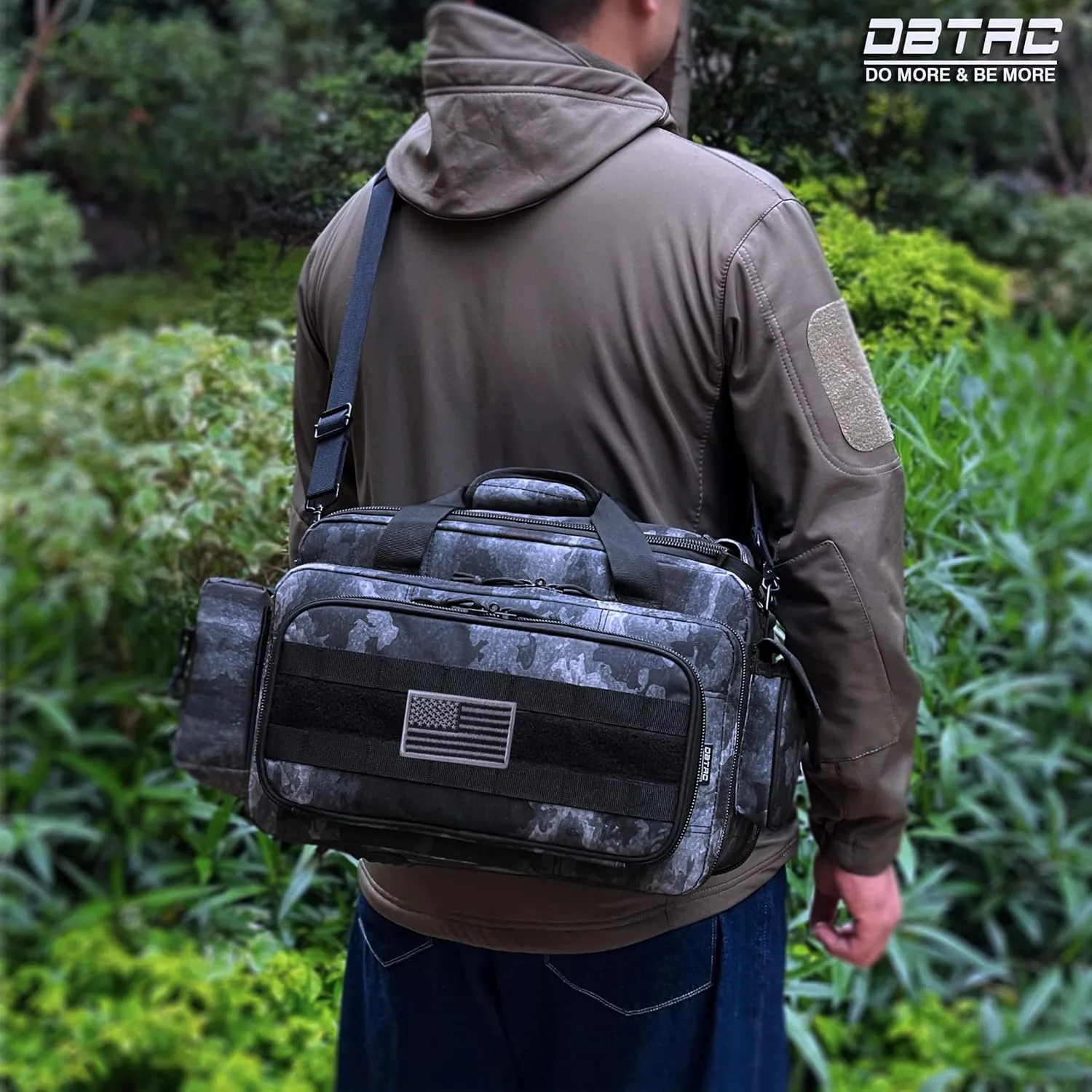 Gun Case Bag Deluxe Medium Size | Tactical 2~4 Pistol Bag Firearm Shooting Case with Lockable Zipper for Shooting Range Outdoor Hunting | US Flag Patch   MOLLE Pouch   Universal Holster Included