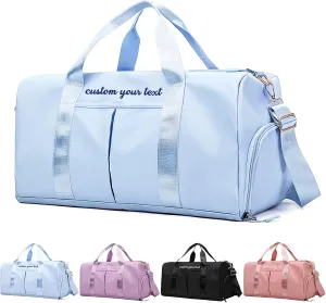 Gym Bag for Men Women Custom Duffle Bag with Name for Travel Sports Fitness Personalized Weekender Bags with Shoe Wet Compartment