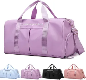 Gym Bag for Men Women Custom Duffle Bag with Name for Travel Sports Fitness Personalized Weekender Bags with Shoe Wet Compartment