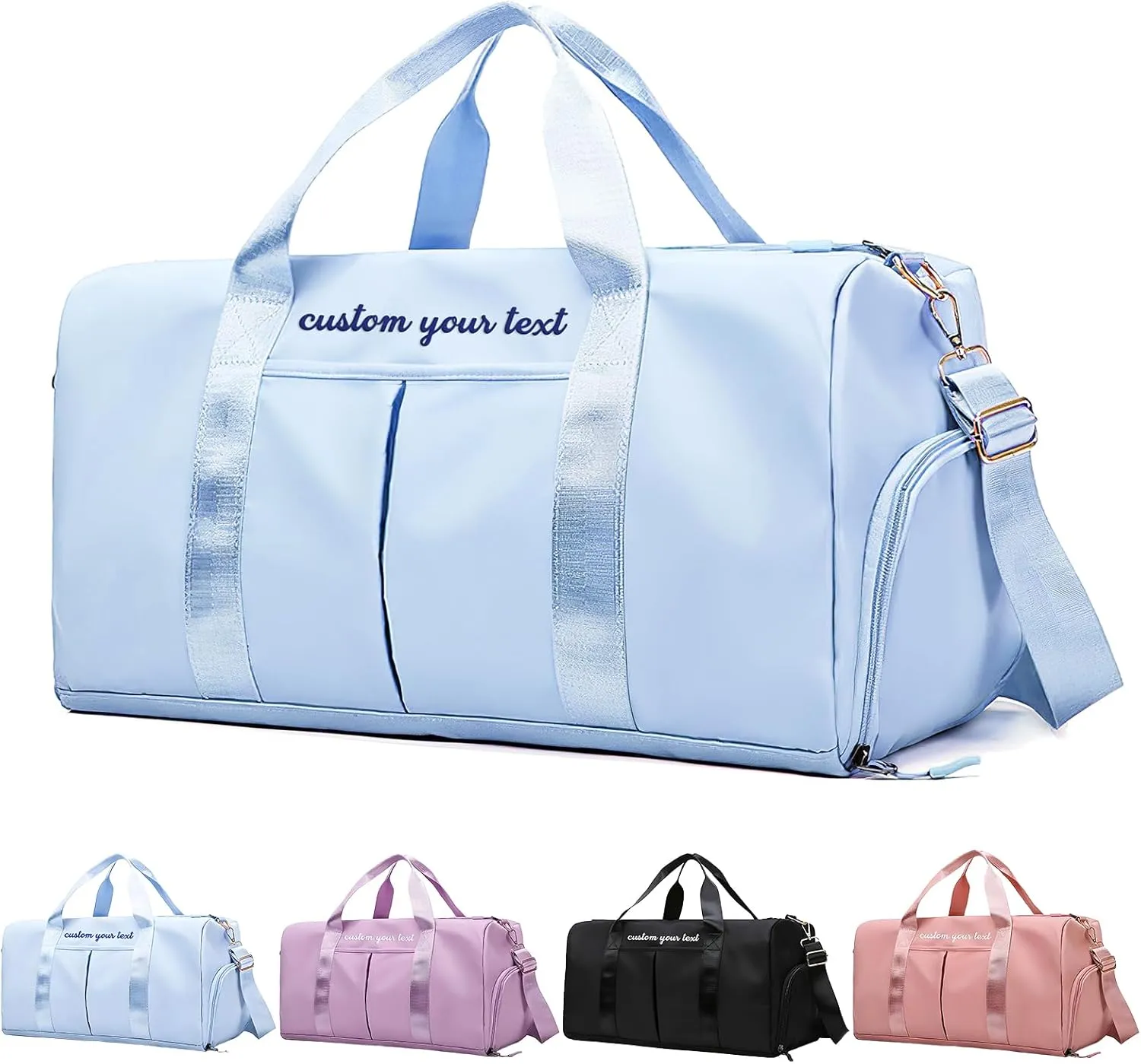 Gym Bag for Men Women Custom Duffle Bag with Name for Travel Sports Fitness Personalized Weekender Bags with Shoe Wet Compartment