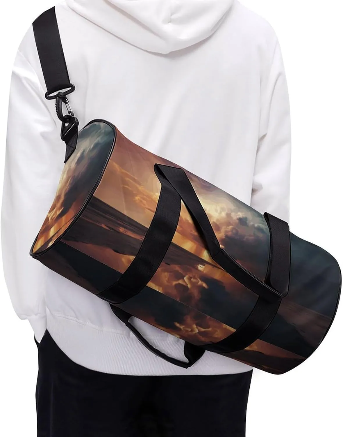 Gym Bag for Men Women Dark Clouds Under Rainbow Duffel Bag Overnight Bag with Compartment Gym Sackpac