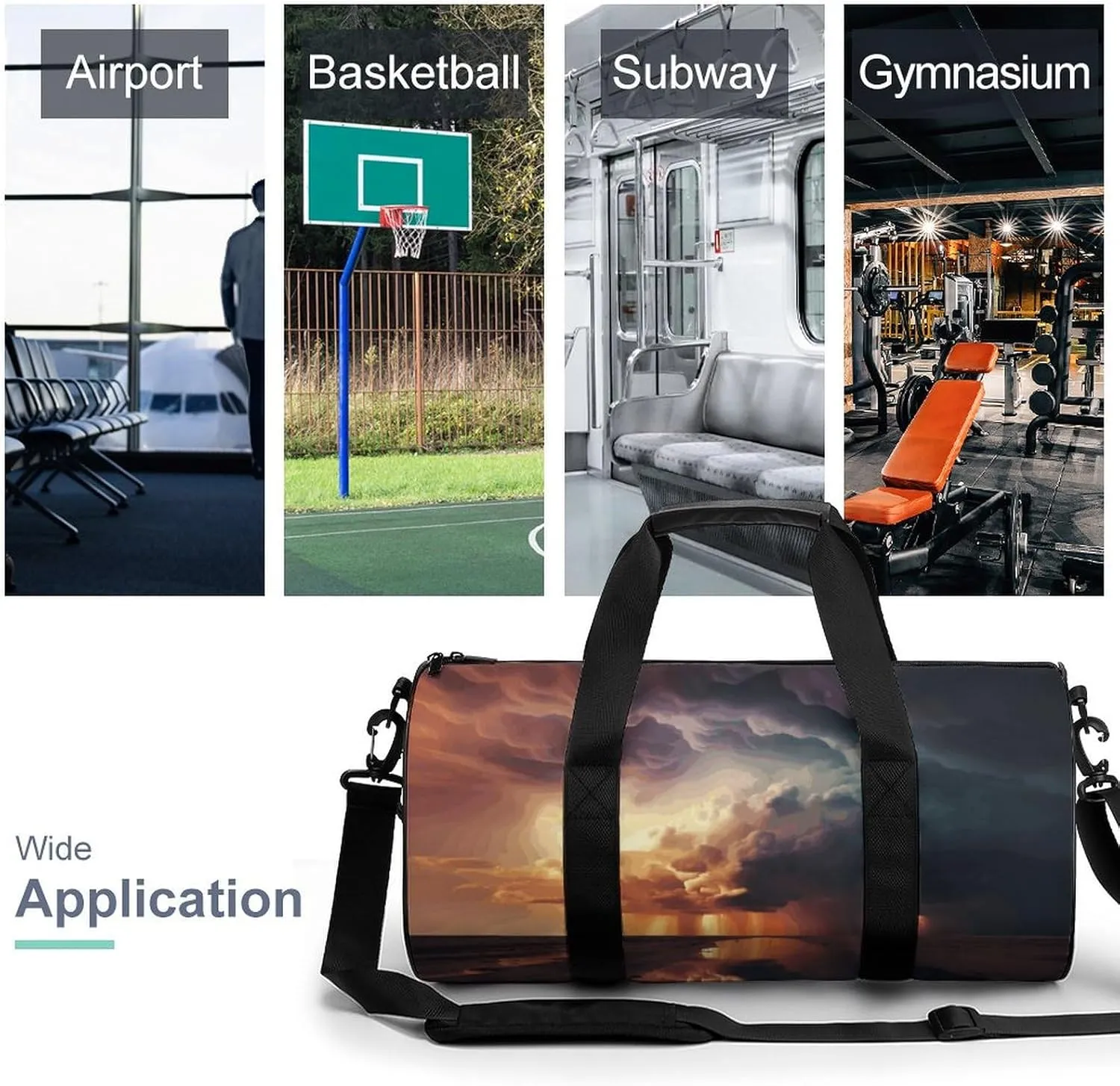 Gym Bag for Men Women Dark Clouds Under Rainbow Duffel Bag Overnight Bag with Compartment Gym Sackpac