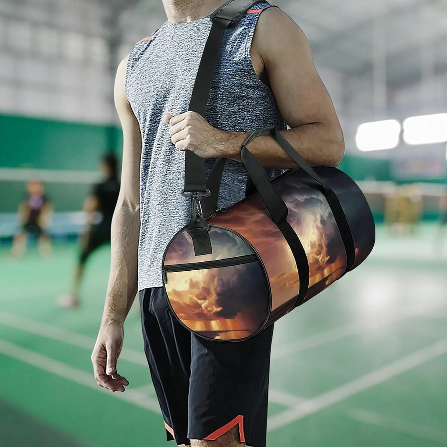 Gym Bag for Men Women Dark Clouds Under Rainbow Duffel Bag Overnight Bag with Compartment Gym Sackpac