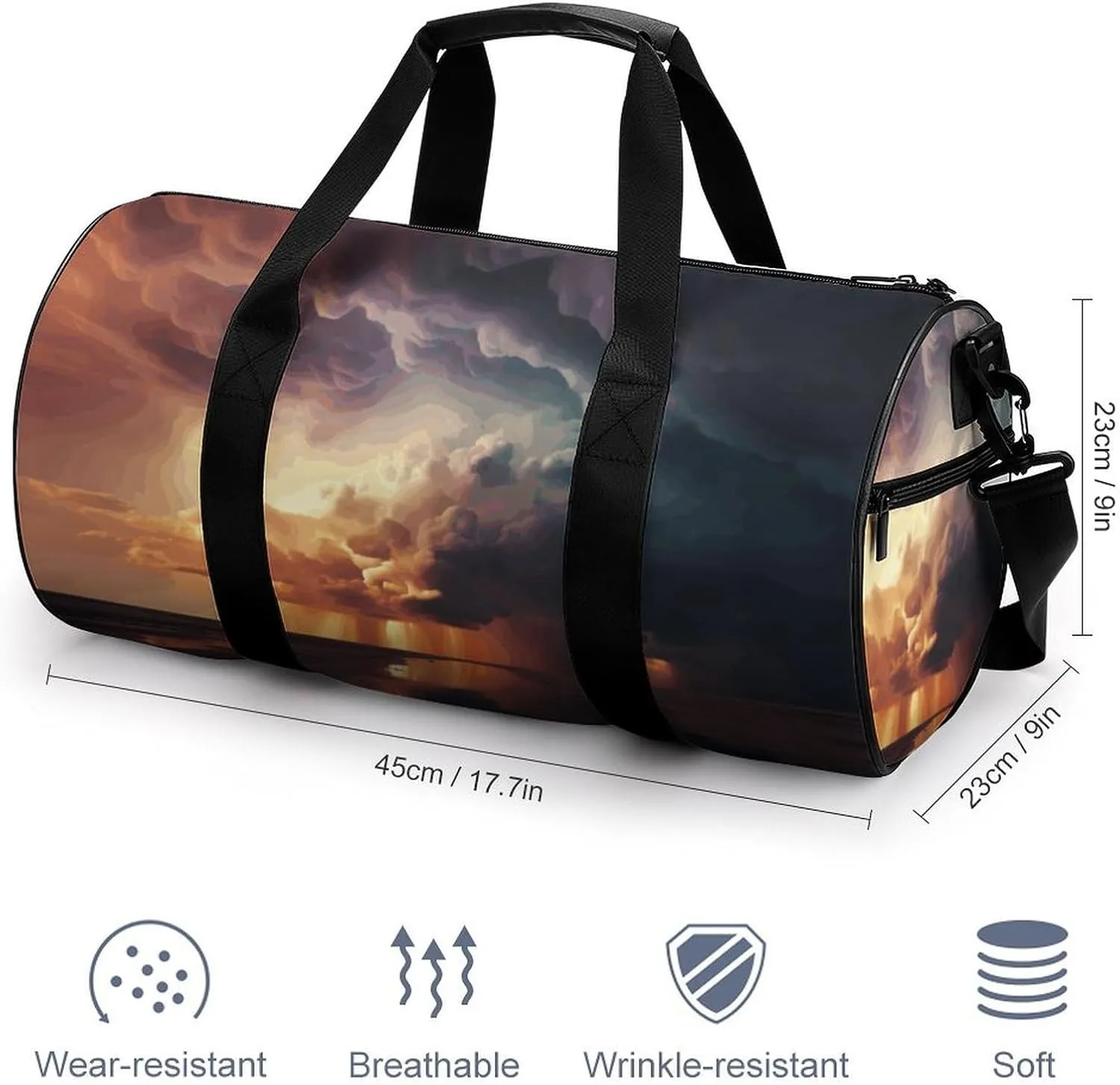 Gym Bag for Men Women Dark Clouds Under Rainbow Duffel Bag Overnight Bag with Compartment Gym Sackpac