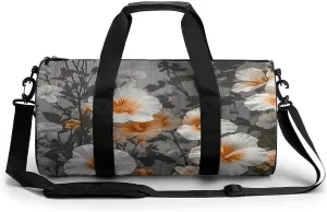 Gym Bags for Men Women,Blooming Hibiscus Flowers Print Workout Bag,Sports Duffle Bag,Travel Gym Bag,Carry On Weekender Bag
