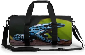 Gym Bags for Men Women,Dart Frog Blue Print Workout Bag,Sports Duffle Bag,Travel Gym Bag,Carry On Weekender Bag