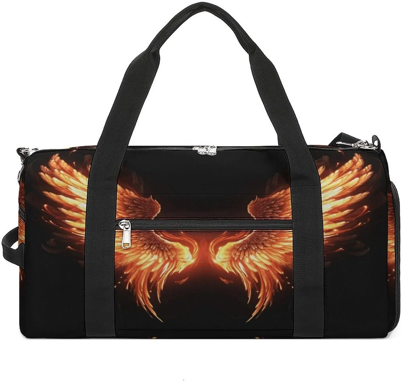 Gym Bags for Men Women,Fire Angle Wings Print Workout Bag with Shoes Compartment,Sports Duffle Bag,Travel Gym Bag,Carry On Weekender Bag