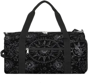 Gym Bags for Men Women,Supernatural Symbols Black Print Workout Bag with Shoes Compartment,Sports Duffle Bag,Travel Gym Bag,Carry On Weekender Bag