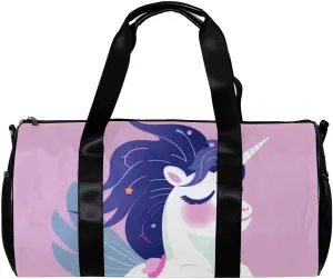 Gym Bags for Men,Travel Duffel Bags for Women,Cartoon Cloud Rainbow Unicorn,Workout Bag