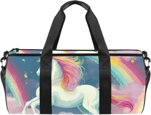 Gym Bags for Men,Travel Duffel Bags for Women,Unicorn Cloud Rainbow,Workout Bag