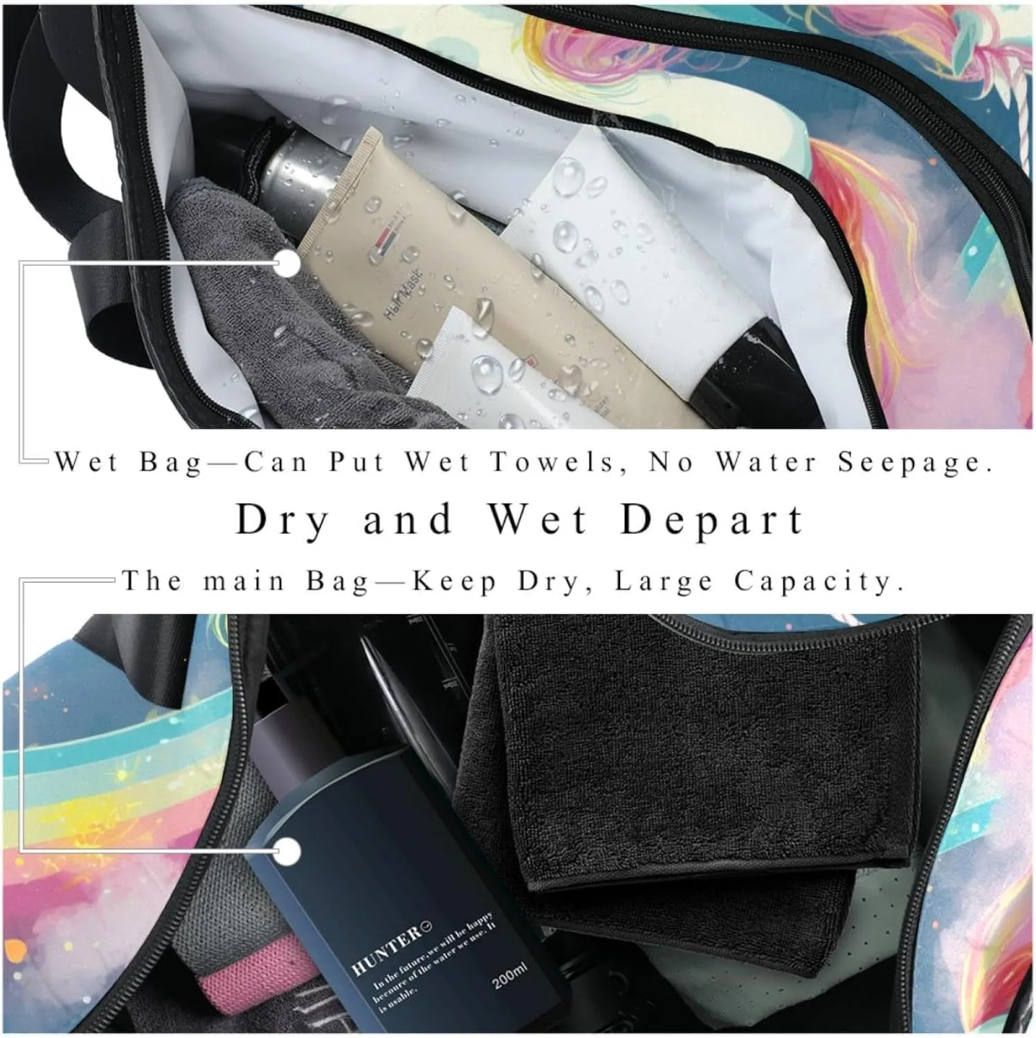 Gym Bags for Men,Travel Duffel Bags for Women,Unicorn Cloud Rainbow,Workout Bag