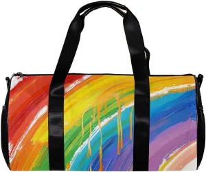 Gym Bags for Men,Travel Duffel Bags for Women,Watercolor Lines Rainbow,Workout Bag