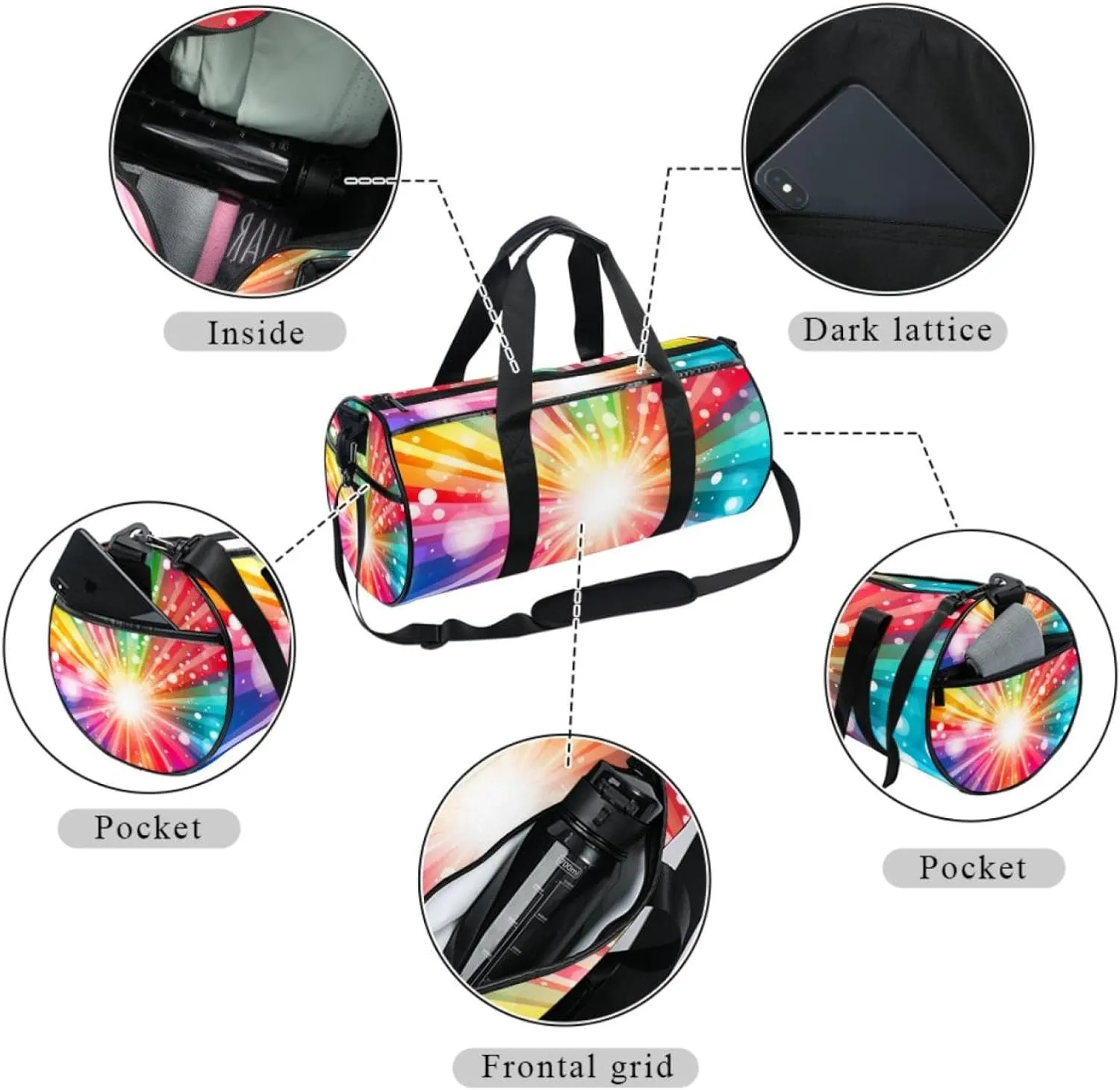 Gym Bags for Women,Duffle Bag for Travel,Colorful Rainbow Sunshine,Gym Bag for Men
