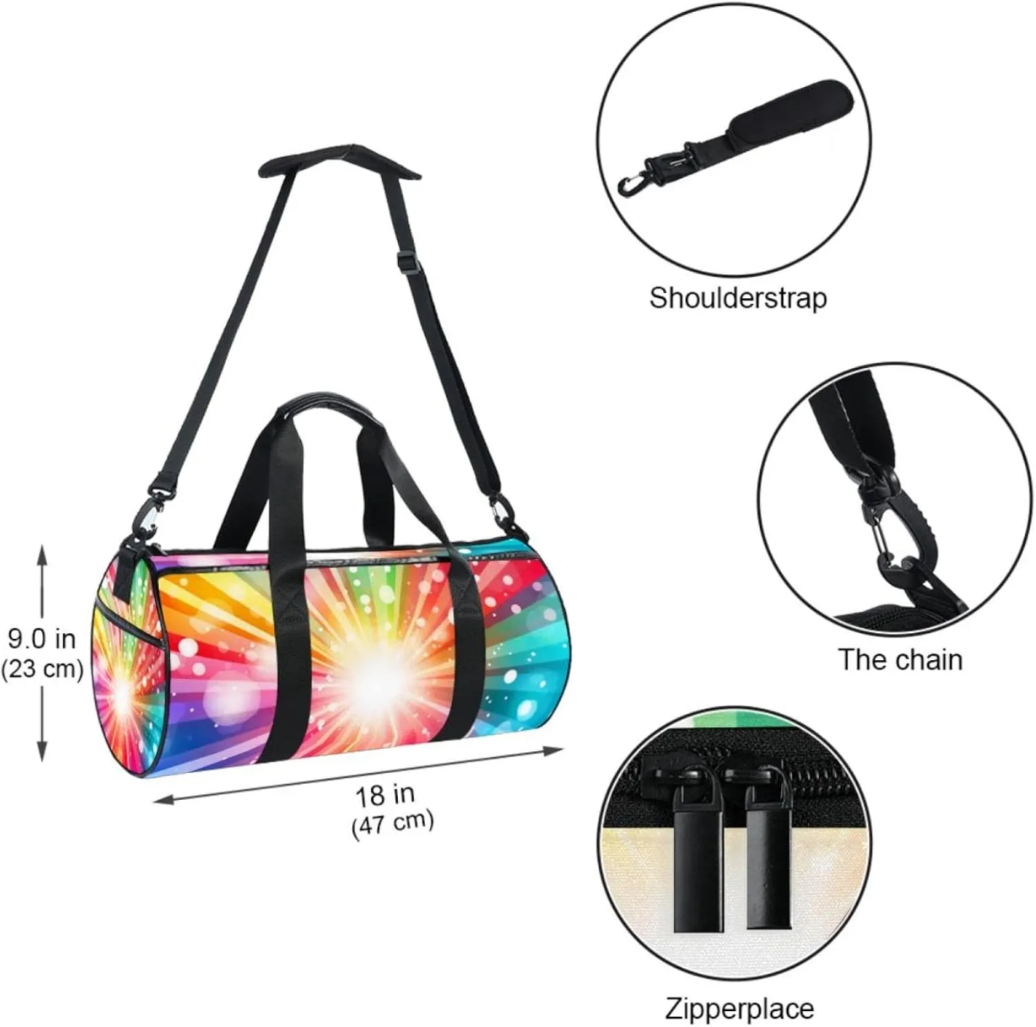 Gym Bags for Women,Duffle Bag for Travel,Colorful Rainbow Sunshine,Gym Bag for Men