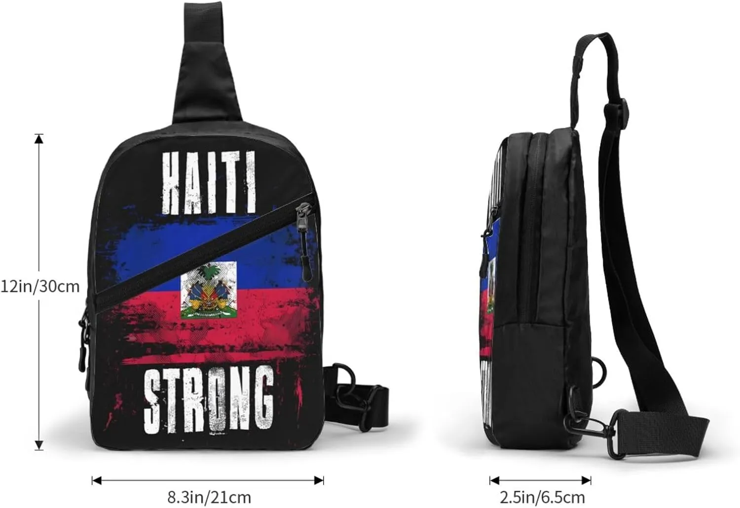 Haiti Strong Graffiti Flag Packable Crossbody Bag Portable Sling Bags Foldable Travel Daypack Reusable Sports Shoulder Backpack Diagonally Chest Bag for Workout