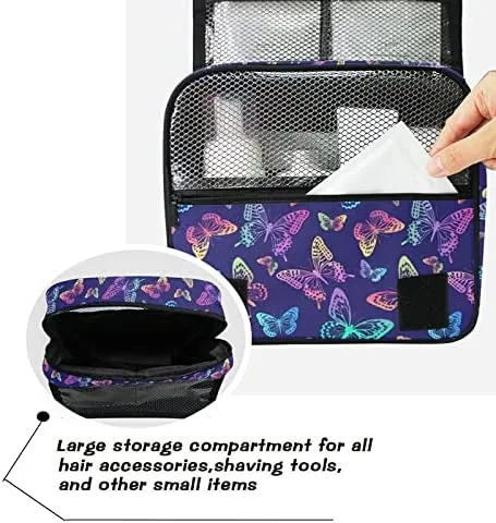 Hanging Toiletry Bag Rainbow Butterflies on Blue Makeup Travel bag for Toiletries Portable Toiletry Organizer Bags Clear Toiletry Cosmetic Kit