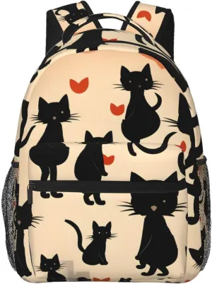 Happy Walking Kitty print Lightweight Bookbag Casual Laptop Backpack for Men Women College backpack