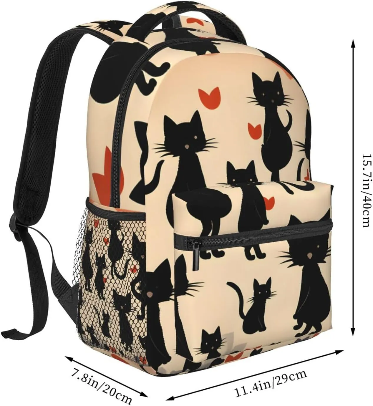 Happy Walking Kitty print Lightweight Bookbag Casual Laptop Backpack for Men Women College backpack