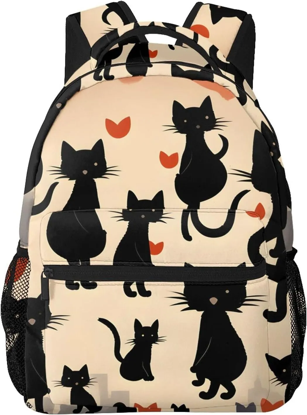 Happy Walking Kitty print Lightweight Bookbag Casual Laptop Backpack for Men Women College backpack
