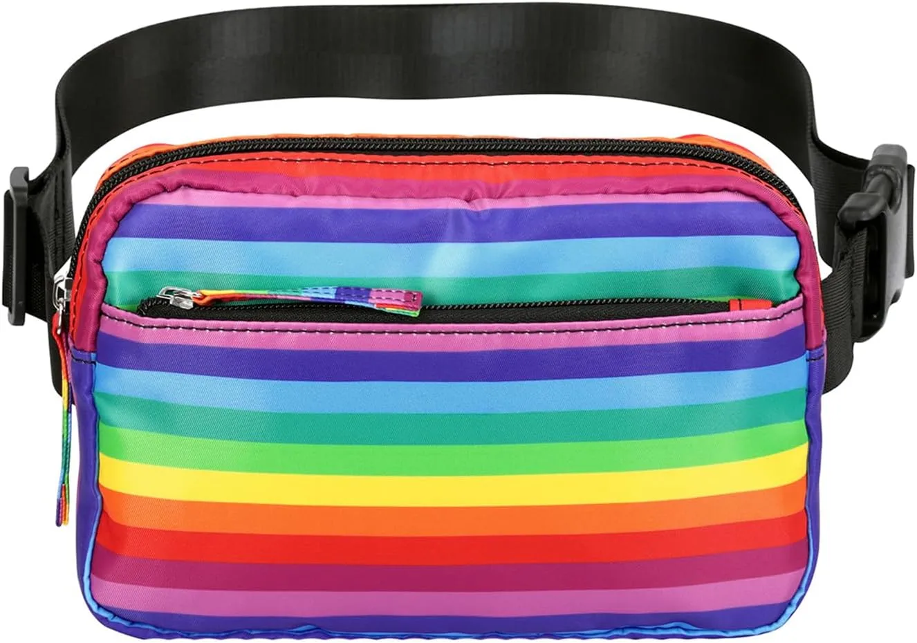HDE Belt Bag 2L Fanny Pack Cross Body with Adjustable Strap Travel Waist Pack - Rainbow Stripe