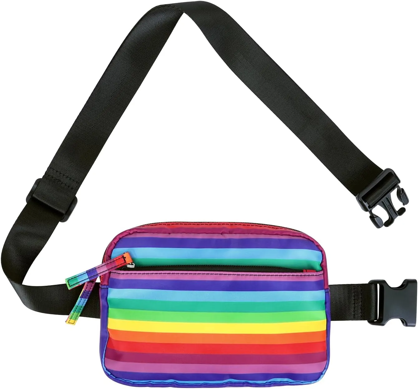 HDE Belt Bag 2L Fanny Pack Cross Body with Adjustable Strap Travel Waist Pack - Rainbow Stripe