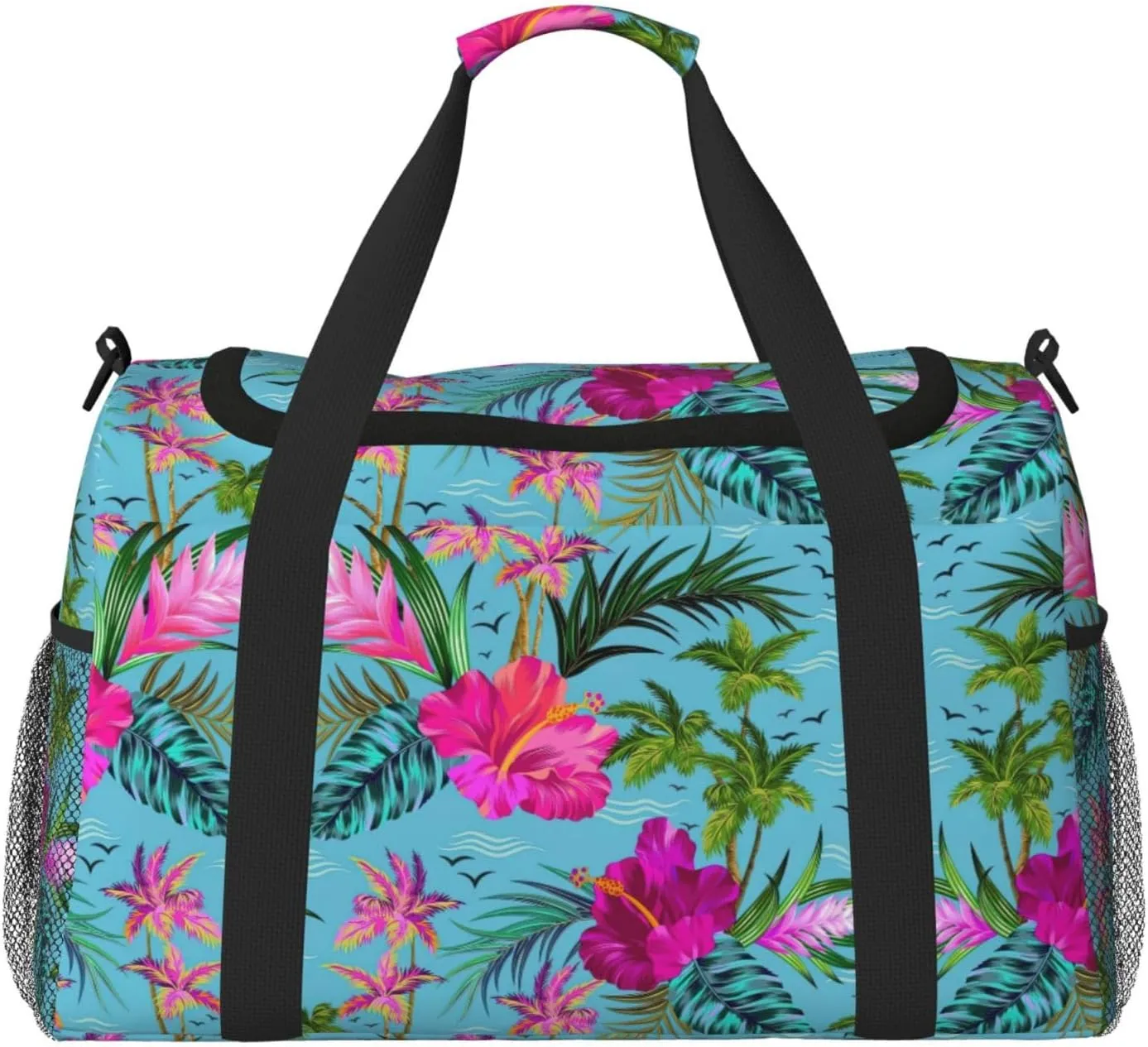 Hello Hawaii print Large Canvas Travel Duffel Bag Weekender Bags for Women Overnight Bag Carry On Tote Bag