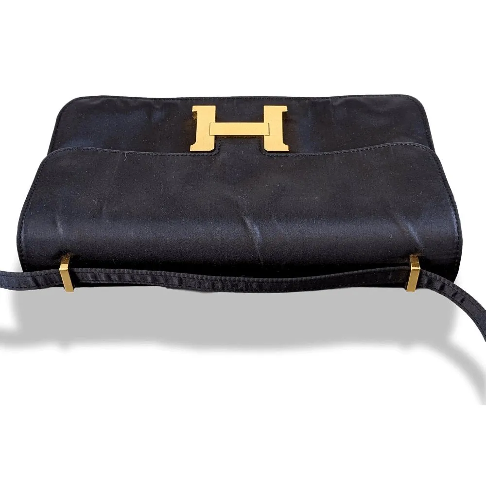 Hermes 2010s Limited Edition Black Satin CONSTANCE ELAN 25 Bag Handbag Rare!
