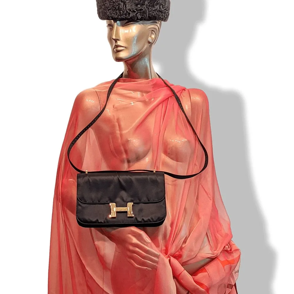 Hermes 2010s Limited Edition Black Satin CONSTANCE ELAN 25 Bag Handbag Rare!