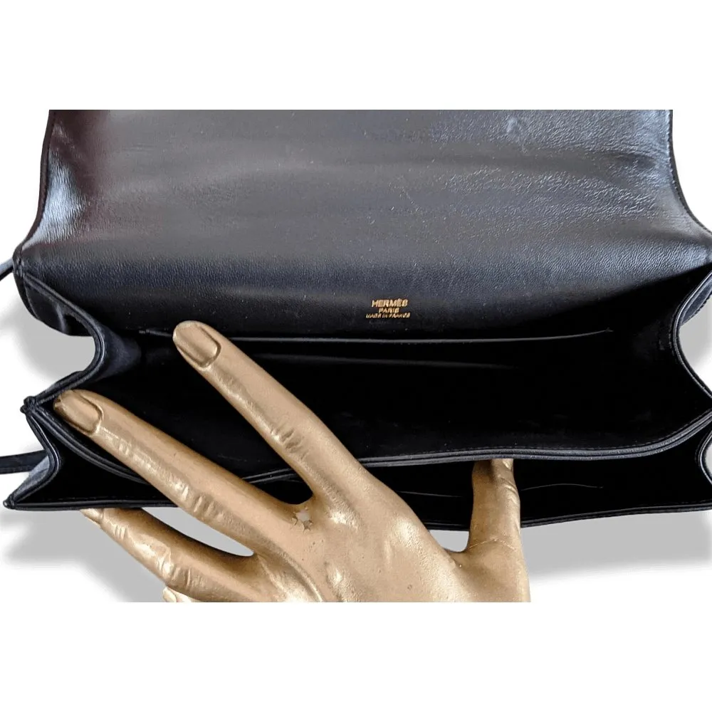 Hermes 2010s Limited Edition Black Satin CONSTANCE ELAN 25 Bag Handbag Rare!