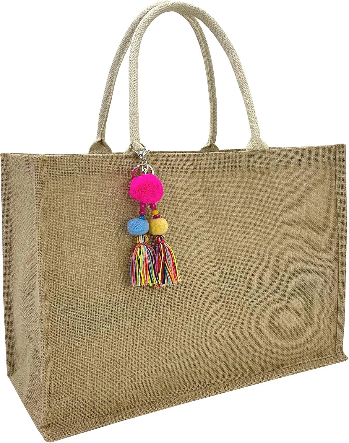 Hibala Woven Large Beach Bag Straw Bag Beach Tote Handmade Weaving Shoulder Bag Tassel Bag Handbag
