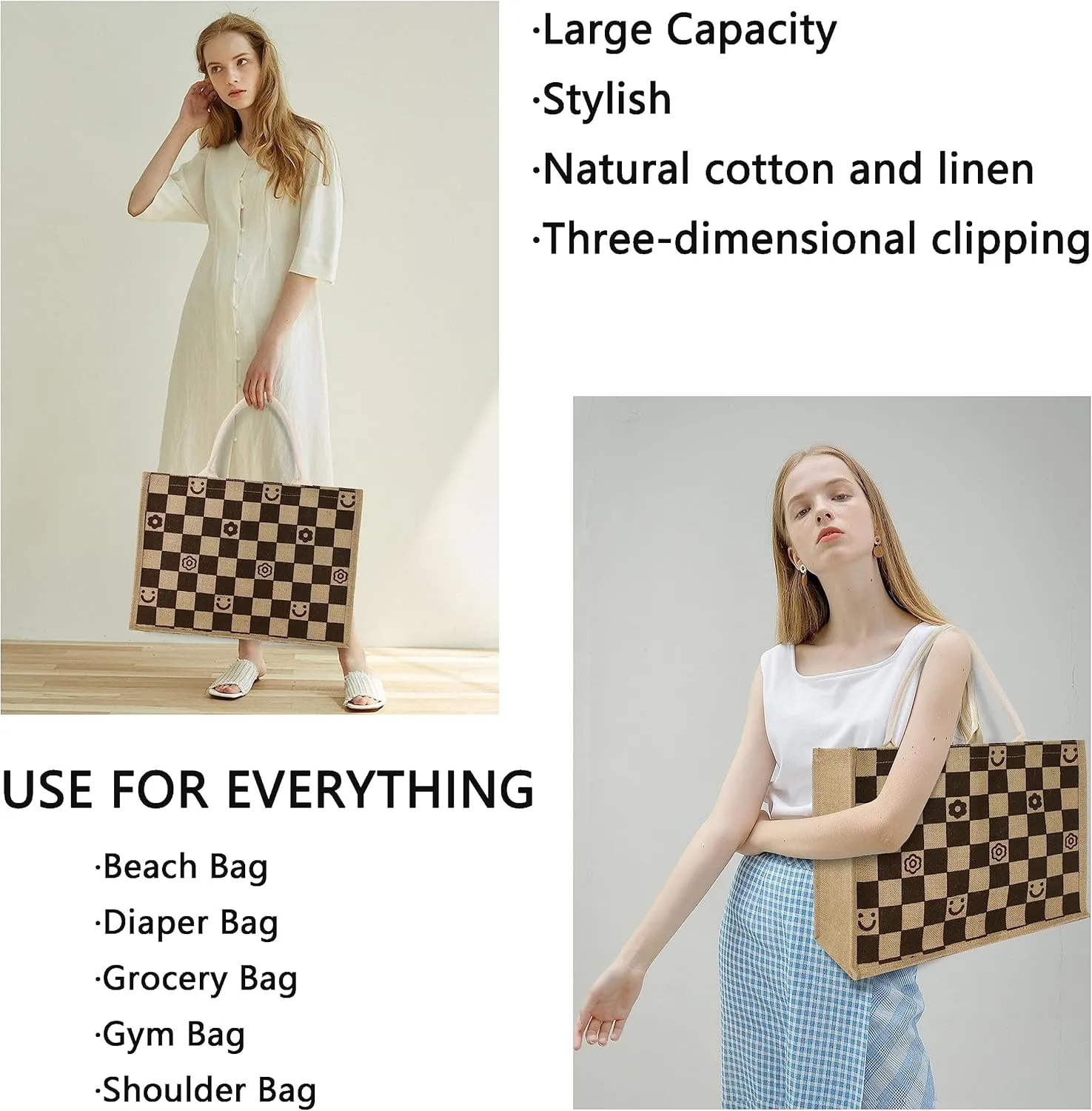 Hibala Woven Large Beach Bag Straw Bag Beach Tote Handmade Weaving Shoulder Bag Tassel Bag Handbag