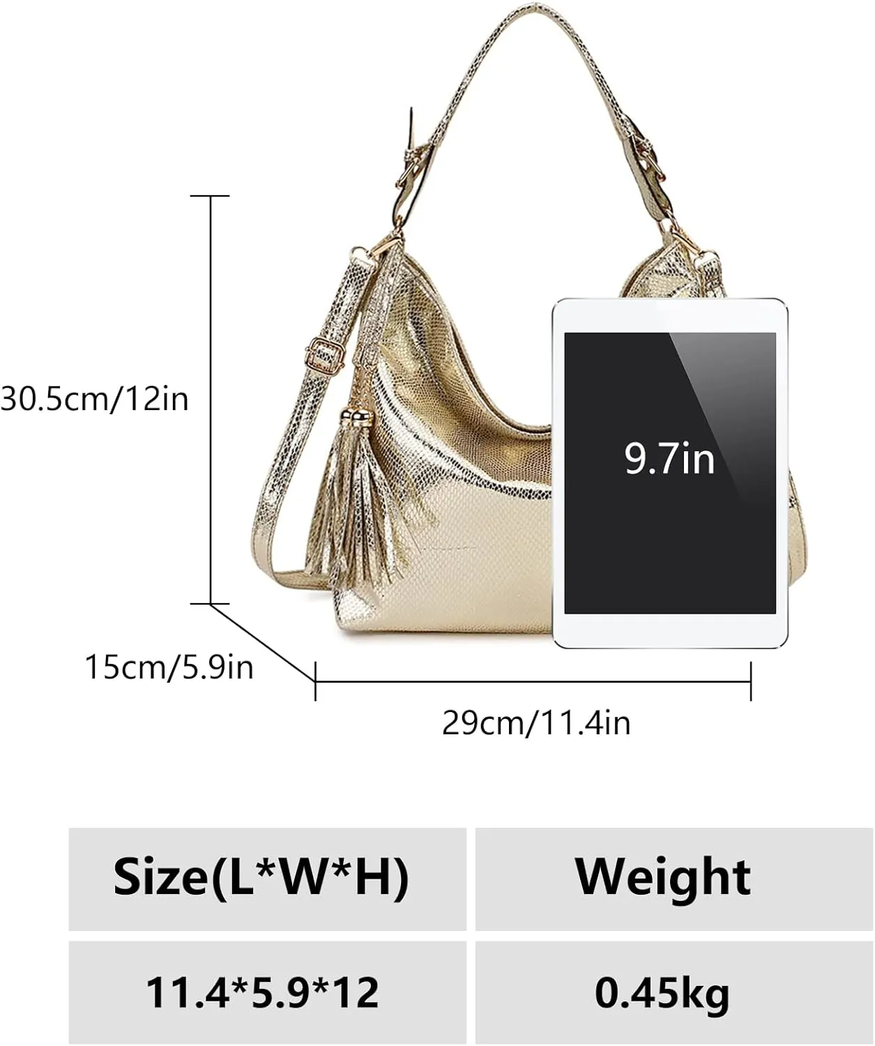 Hobo Handbags for Women Large Hobo Bags Purses PU Leather Shoulder Bags Ladies Crossbody Bag with Tassel (Red)