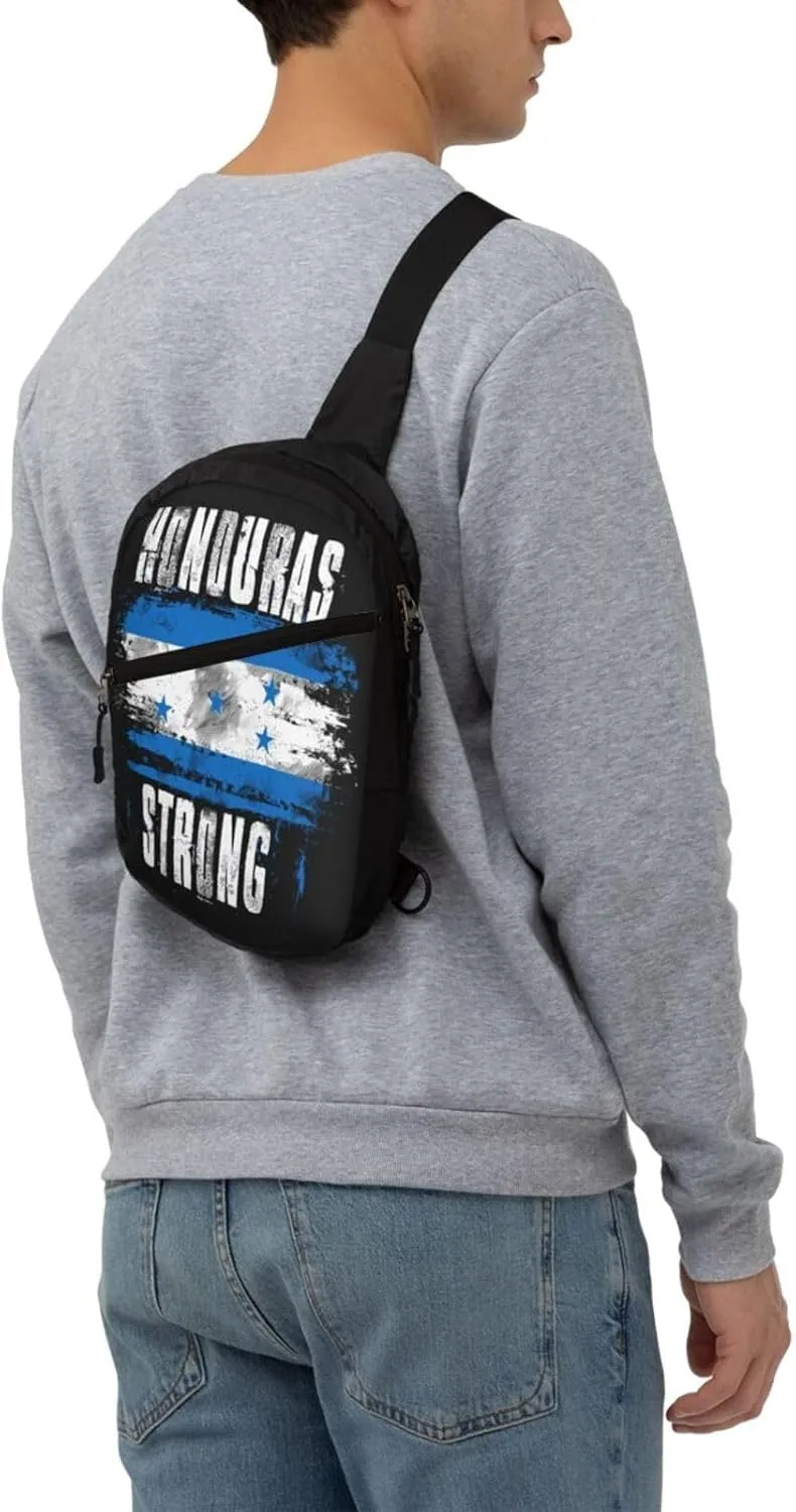Honduras Strong Graffiti Flag Packable Crossbody Bag Portable Sling Bags Foldable Travel Daypack Reusable Sports Shoulder Backpack Diagonally Chest Bag for Workout