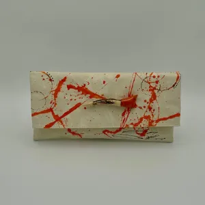 Horn Brooch on Cream / Orange Splatter