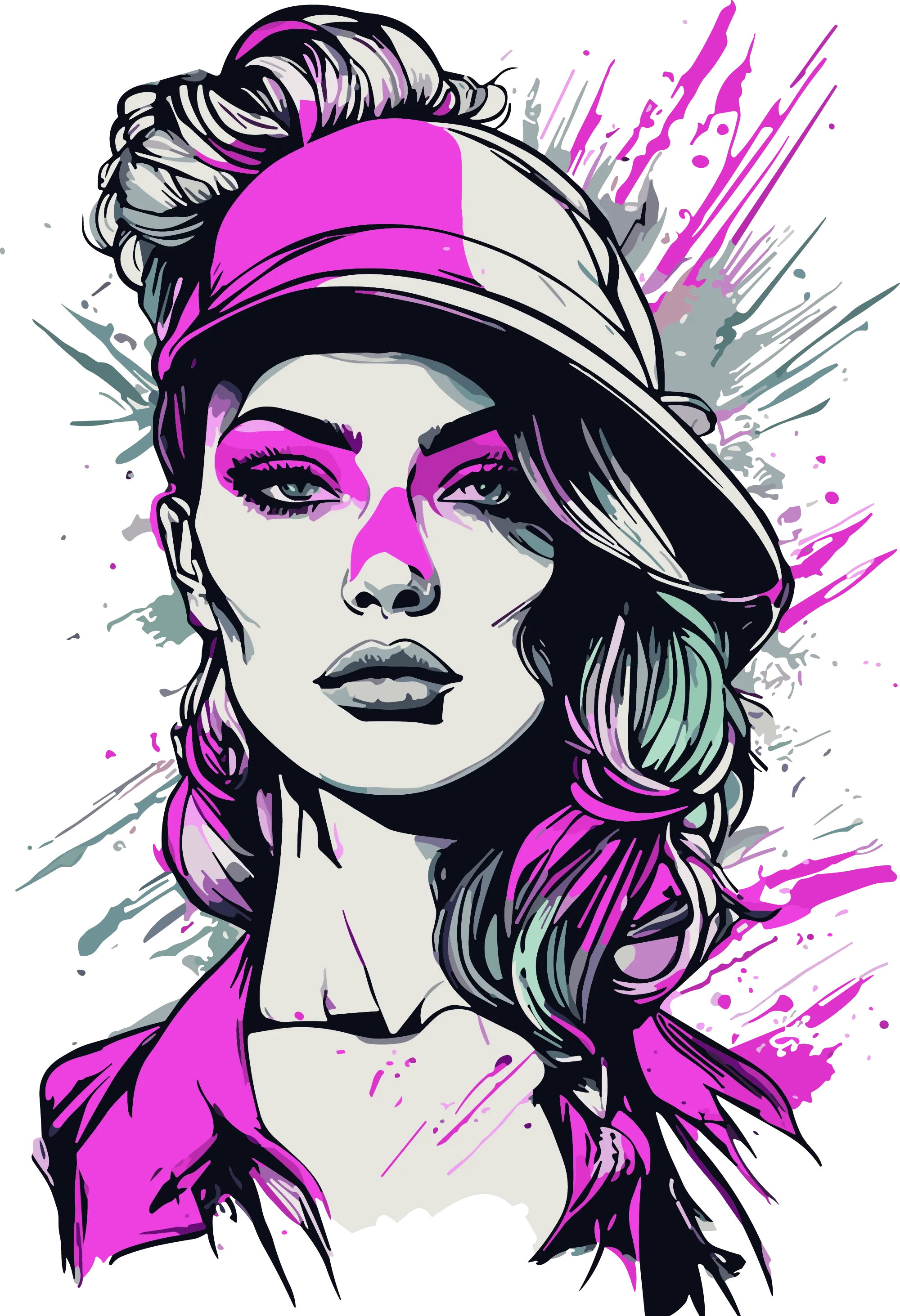 Hot Girl in Purple Color Drip Splatter DTF (direct-to-film) Transfer