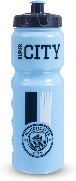 Hy-Pro Official Manchester City FC Reusable Water Bottle - 750ml Leakproof Sports Bottle with Screw Cap & Closable Spout - Durable Lightweight Plastic Water Bottles for Training, Gym & Outdoor Use