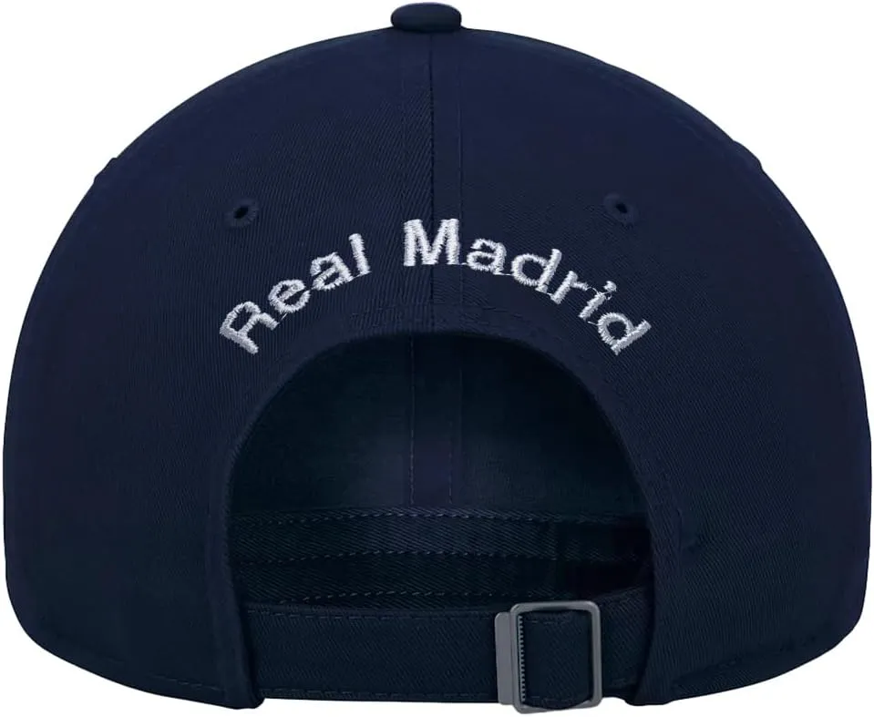 Icon Sports Officially Licensed Real Madrid Adjustable Dad Cap – White & Black Cotton Hat with Buckle for Men & Women