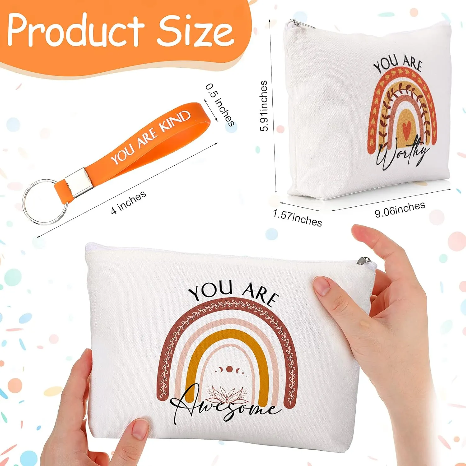 Inbagi 10 Set Inspirational Gifts Bulk for Women with 10 Keychains and 10 Bags Thank You Employee Appreciation for Adults