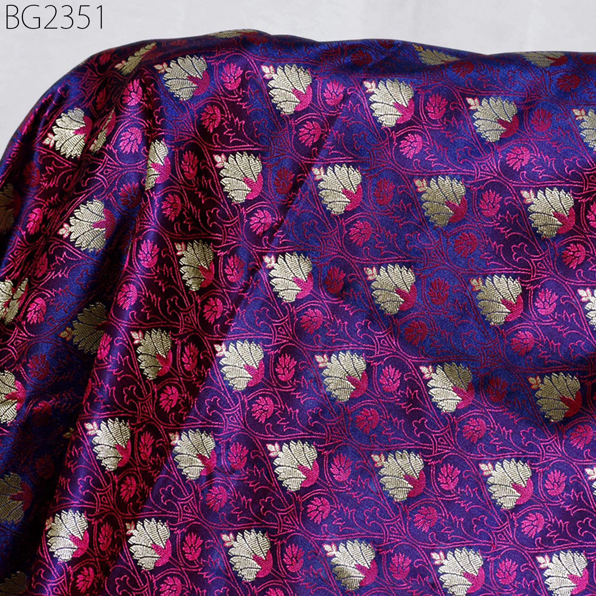 Indian Jacquard Fabric Sewing Crafting Silk By Yard Wedding Dress Material Brocade Blouse Saree DIY Curtain Making Duvet Covers Home Decor