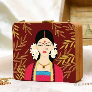 Indian lady with gajara Printed Clutch