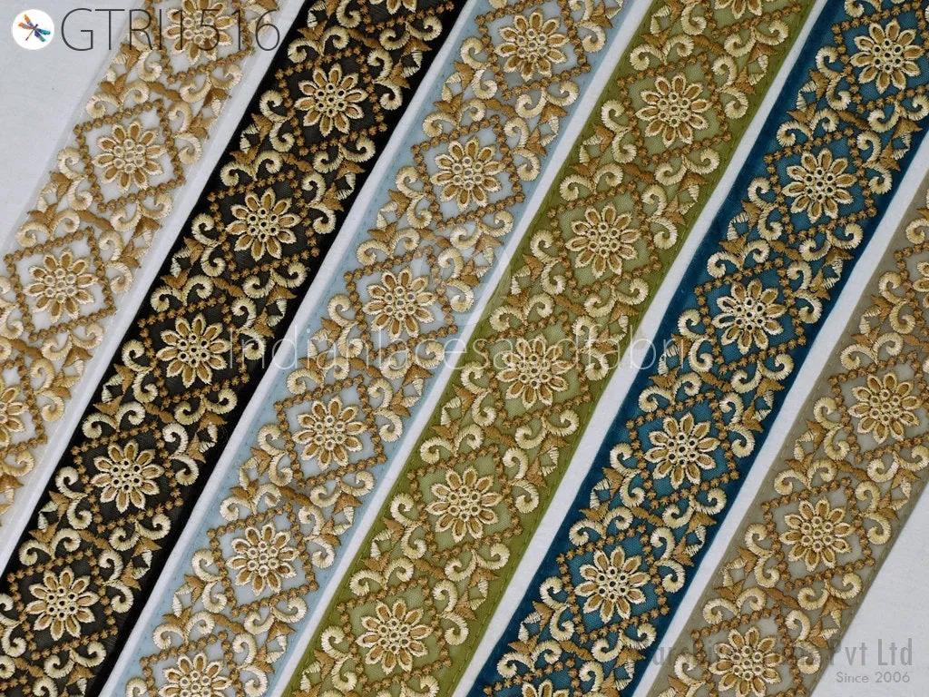 Indian Trim By 3 Yard Embroidered Saree 65mm Ribbon Cushions Sewing Crafting Embellishments Sari Embroidery Trimmings Border Home Décor