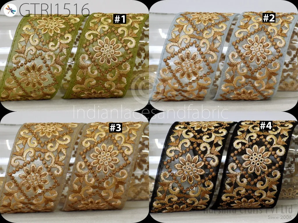 Indian Trim By 3 Yard Embroidered Saree 65mm Ribbon Cushions Sewing Crafting Embellishments Sari Embroidery Trimmings Border Home Décor