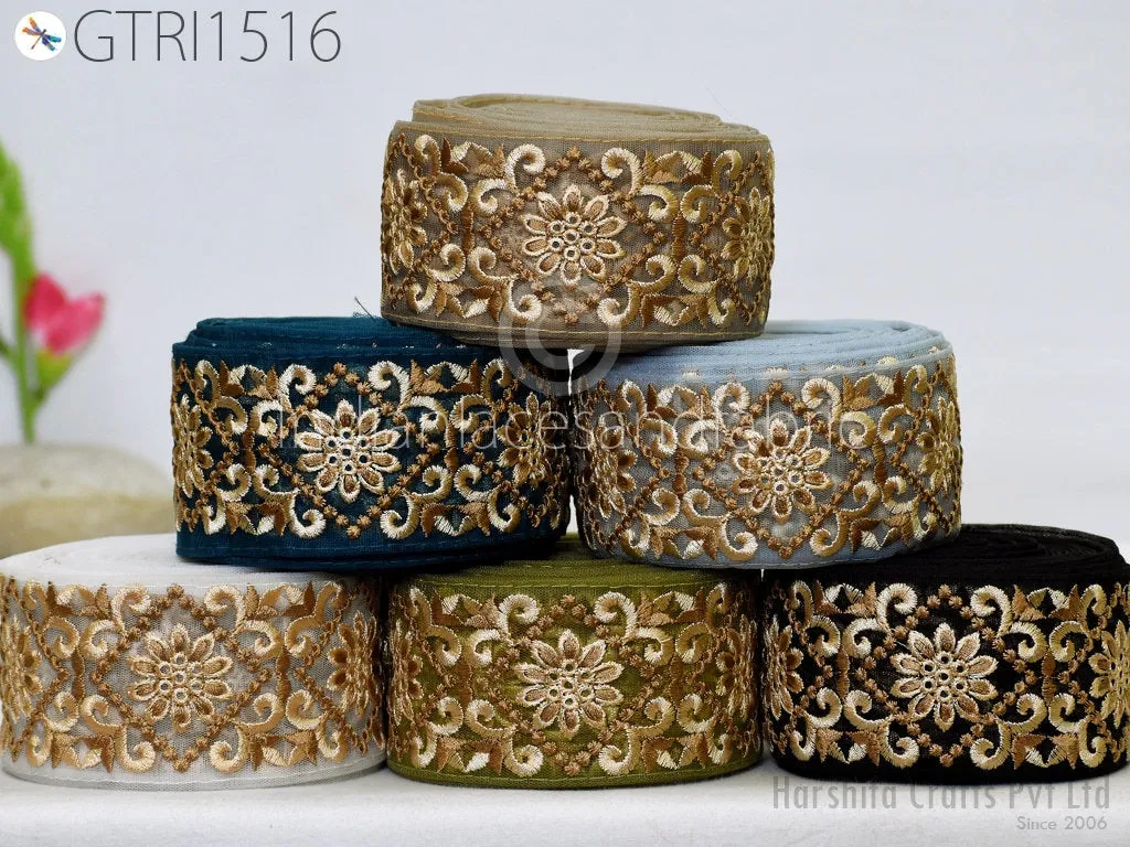 Indian Trim By 3 Yard Embroidered Saree 65mm Ribbon Cushions Sewing Crafting Embellishments Sari Embroidery Trimmings Border Home Décor