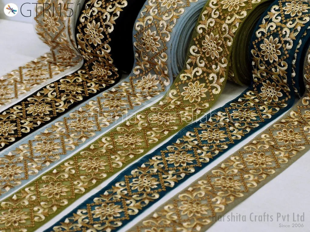 Indian Trim By 3 Yard Embroidered Saree 65mm Ribbon Cushions Sewing Crafting Embellishments Sari Embroidery Trimmings Border Home Décor
