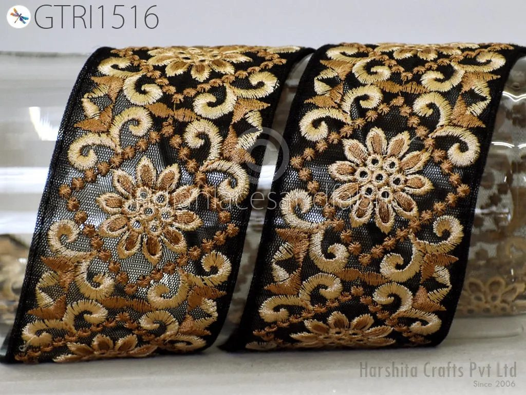 Indian Trim By 3 Yard Embroidered Saree 65mm Ribbon Cushions Sewing Crafting Embellishments Sari Embroidery Trimmings Border Home Décor